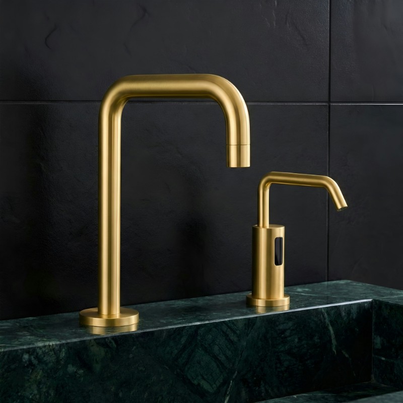 Fontana Marsala Sensor Faucet and Soap Dispenser in Polished Gold Finish